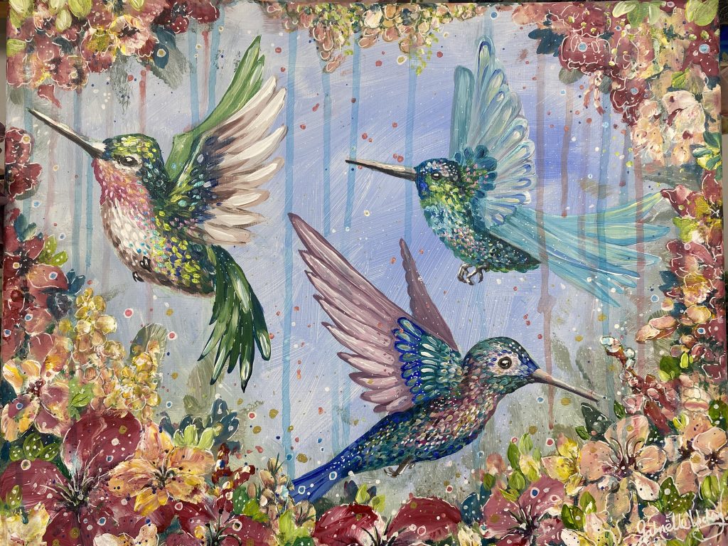 hummingbird acrylic painting