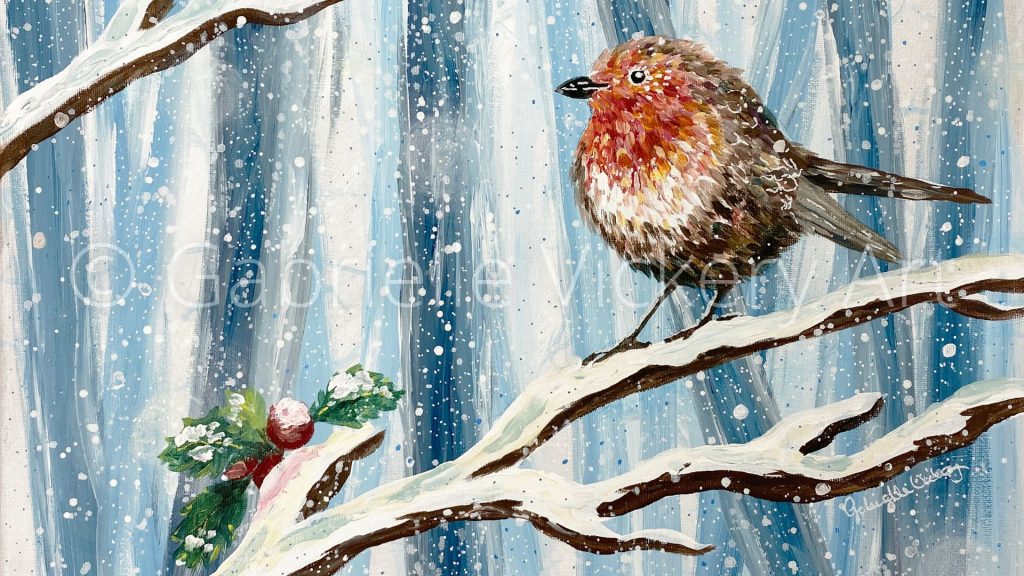 Robin in the Snow Winter Painting