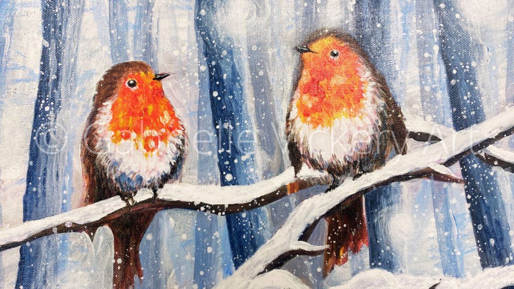 Robin in the Snow Winter Painting