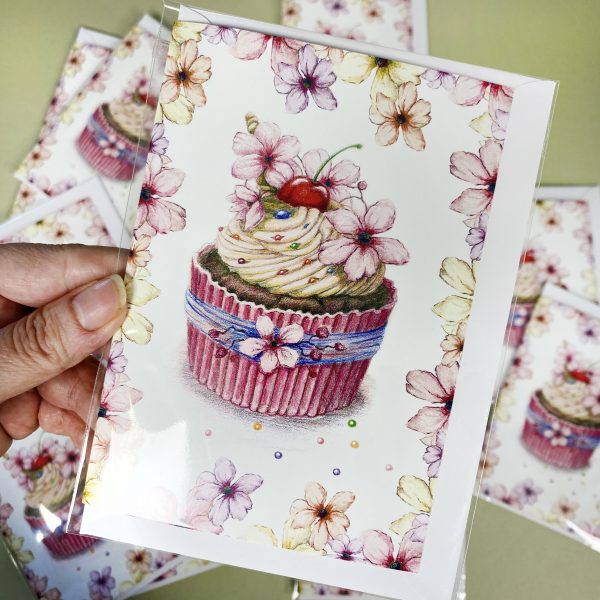 Pink Cupcake Greetings Card