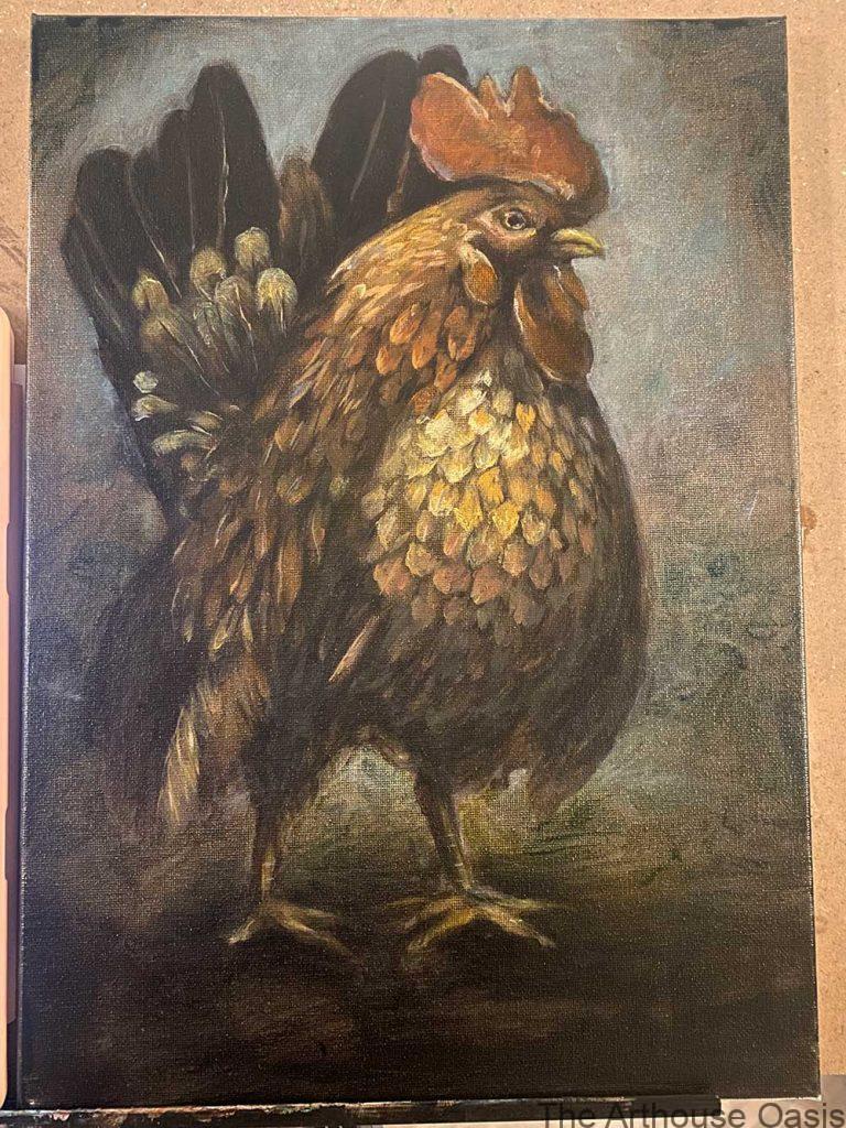 Oil Painting Cockerel - Milan Art Institute
