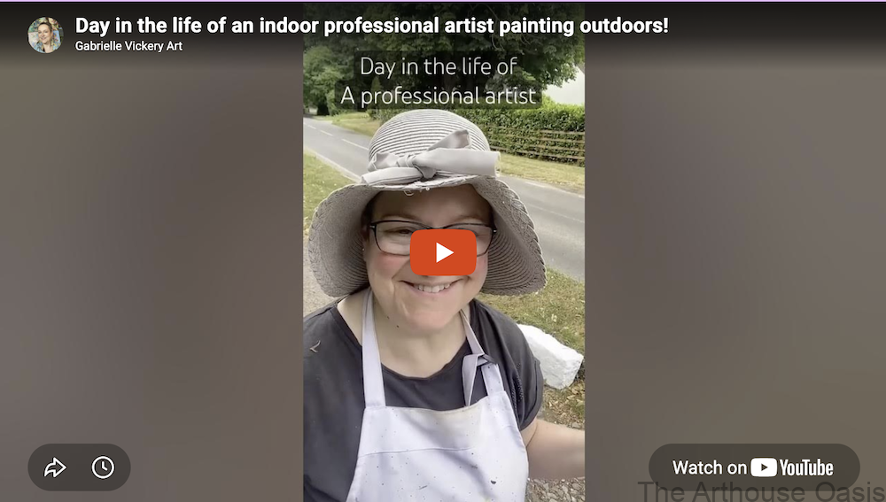 Smiling at my easel outdoors, practicing for Sky Landscape Artist of the Year, Wildcard.